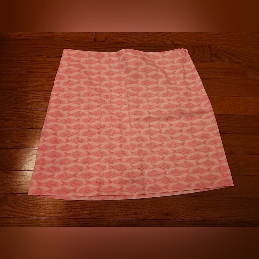 Vineyard Vines Skirt Womens Pink Fish Side Zip Mid Length Lined Cotton Sz 2